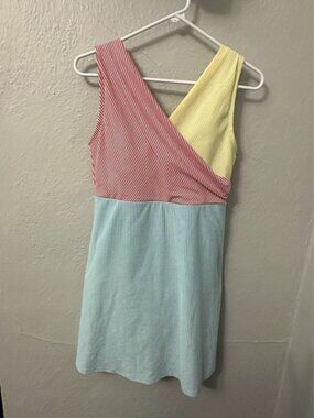 Lands’ End Pink, Blue, Yellow Striped One-Piece Swimsuit